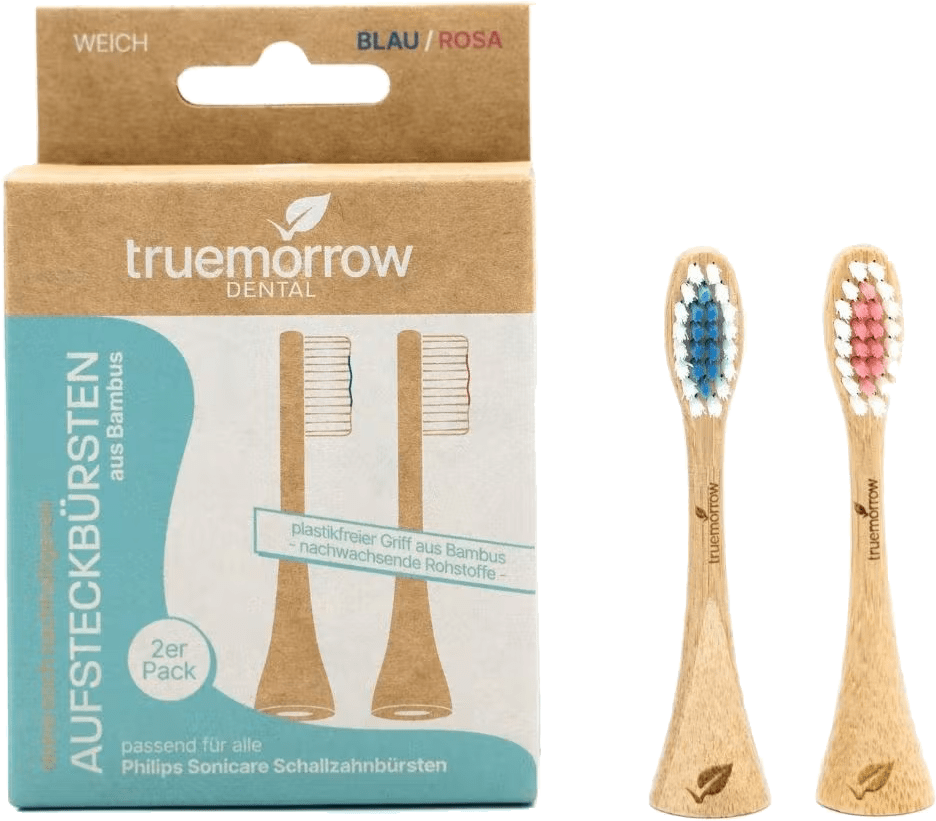 truemorrow Bambus-Aufsteckbrsten Blau - Pink WEICH